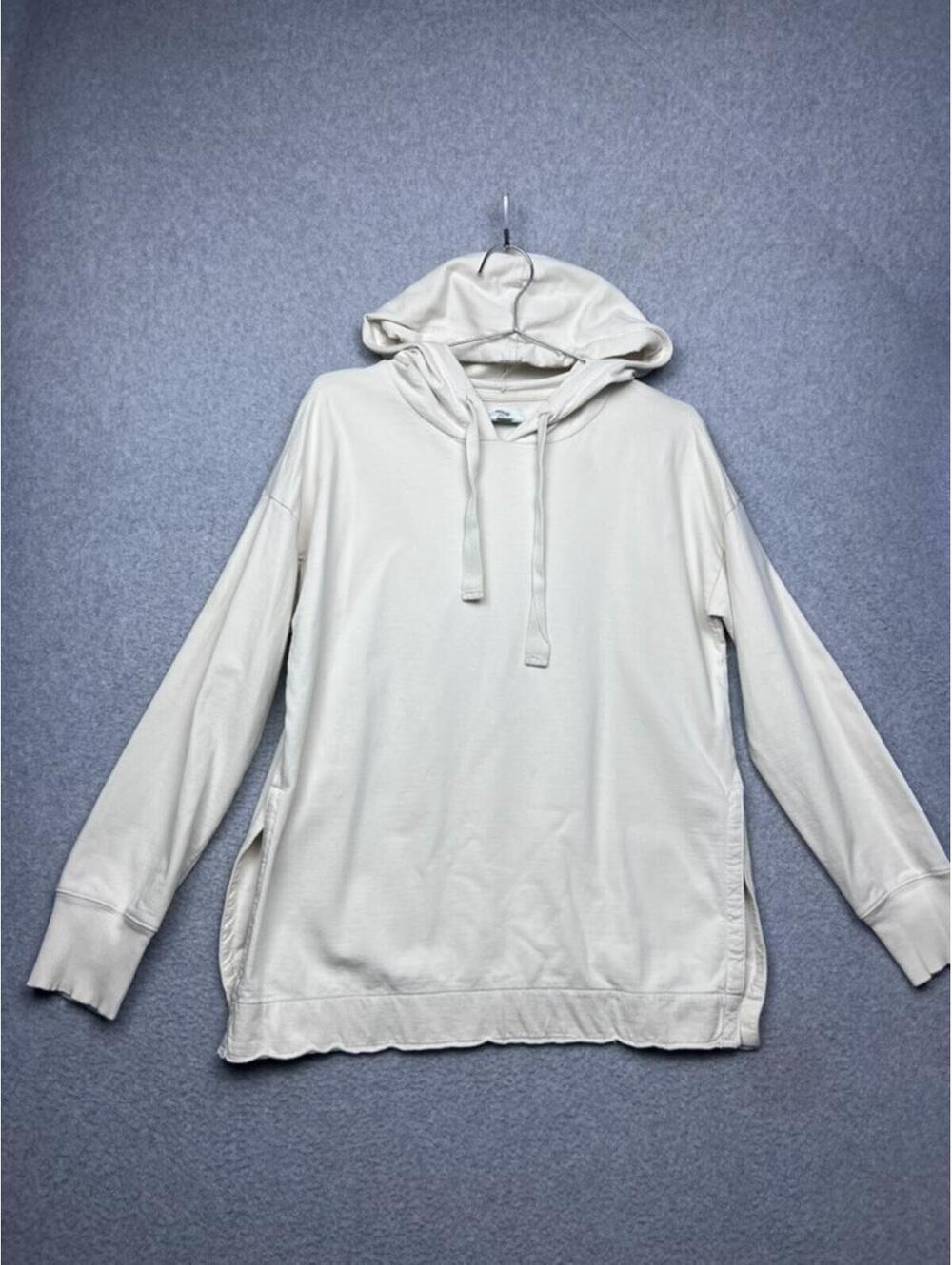 Aerie Cream Oversized Side Slit Hoodie Sweatshirt XS Minimalist Loungewear Cozy
